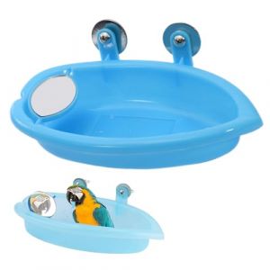 Fayemint 2 Pièces Bain D'oiseau avec Miroir, Baignoire Bird Baignoire, Baignoire pour Cage à Oiseaux avec Double Miroirs, pour Perruche,Canaris (18.5×9.5×4cm) (Fayemoon, neuf)