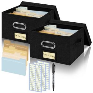 Remowith Organiseur et Boîte de Rangement pour Cartes de Vœux avec 20 Séparateurs Réglables, 84 Étiquettes, Idéal pour Ranger Cartes de Vœux, Enveloppes et Photos, 2 Paquets, Noir (fztll, neuf)