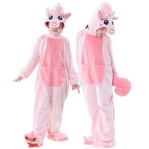 COOKY.D Combinaison Animale Cartoon &agrave; Capuche Zipp&eacute;e Costume No&euml;l Unisexe Enfants D&eacute;guisement pour Carnaval F&ecirc;te Cosplay Tenue,Rose 3-4 ans (MICHLEY INTERNATIONAL, neuf)