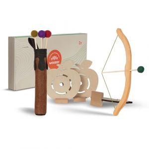 WOODSY &reg; Fl&egrave;che et arc en bois pour enfants avec 5 fl&egrave;ches, 3 cibles et sac de fl&egrave;che | &Agrave; partir de 4 ans 41 cm de long en h&ecirc;tre | Fl&egrave;che et arc enfants &agrave; partir de 6 ans | tir &agrave; l'arc enfants | (Tivendis, neuf)