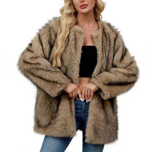 Manteau Fourrure Femme Capuche Veste Polaire Chaude avec Capuche Teddy Manteau en Fausse Fourrure pour Femmes Mi-Longue en Fausse Manteau d'hiver Manteaux et Blousons Automne Hiver Chaude en Peluche (⭐⭐⭐⭐⭐AEGJEGVD⭐⭐⭐⭐⭐, neuf)