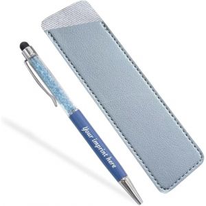 Jolis Papiers Cadeau &ndash; Stylo Personnalis&eacute; Grav&eacute; avec &Eacute;tui Simili Cuir &ndash; 13 coloris &ndash; Cadeau Original Saint Valentin, Mariage, No&euml;l, Anniversaire, Secret Santa Moins de 10&euro; (Cristaux, &eacute;tui gris, 1) (Jolis Papiers, neuf)