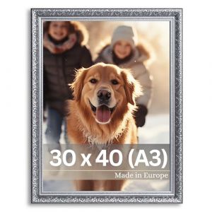 Victor Cadre Photo Rubens en 30x40 cm (A3) Noir Argent - Bar: 30x20mm - Verre Véritable - Châssis pour l'image Baroque - Antique - Vintage 30x40 - A3 Ancien (Victor_Store, neuf)