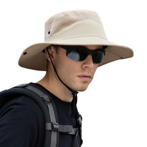 FairyPeach Chapeau Homme Anti UV, Femme Large Bord Casquette Pliable Étanche, Bob Homme, Chapeau Soleil Randonnée Mesh Respirant, Safari Casquette, pour Pêche,Jardinage,Safari,Brouss (XIANT, neuf)