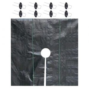 Toile anti-mauvaises herbes | Toile anti-mauvaises herbes avec barrière anti-racines | Bâche de protection noire pour arbre avec sardines pour serre, fixation suspendue, aire de jeux, parterres de (yeofuy, neuf)