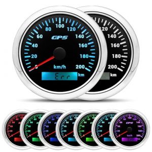 Compteur de vitesse 85mm bateau compteur de vitesse GPS compteur kilom&eacute;trique 0-200km/h &eacute;tanche IP67 7 couleurs compteur de vitesse instrument de mesure pour voiture bateau yacht 12V/24V BS (Michel Junming, neuf)