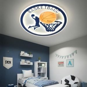 WJLL Plafonnier LED pour enfants Lampe de plafond Basket 3000K-6500K 60W Dimmable avec t&eacute;l&eacute;commande &Eacute;clairage de plafond pour chambre d'enfant Lustre pour chambre de gar&ccedil;on Chambre &agrave; coucher yellow (xianziqijiadianxiaoshou, neuf)