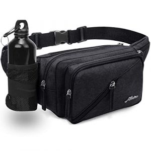 REETEE Sac Banane Homme Femme Sac Sacoche Banane avec Porte Bouteille, Ceinture r&eacute;glable Sacoche Banane Ville pour Balade Escalade Voyage Randonn&eacute;e Sport Fanny Pack Waist Pack (Noir) (REETEE, neuf)