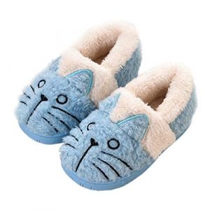 KVbabby Chausson Enfant Fille Peluche Pantoufle fille Chausson Garçon Chaussons Hiver Antidérapants bébé Chaussures pour Femme Homme Bleu2 30/31 EU (Fabricant : 210) (KVbaby, neuf)