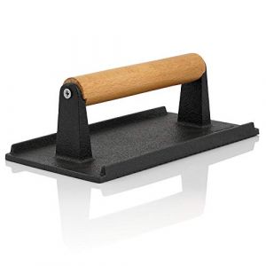 BBQ-TORO Presse &agrave; Hamburger en Fonte 1 kg | 21 x 11 cm | Poids de Viande pour Burgers avec poign&eacute;e en Bois, Presse &agrave; Burger et Steak, Moule &agrave; Viande (CS Trading, neuf)