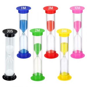 Lot de 6 sabliers Enfants colorés en Acrylique – 30s, 1, 2, 3, 5, 10 Min – pour Classe, Maison, Chambre Enfant – Apprentissage du Temps, Jeu éducatif, minuterie visuelle (TeachearFav, neuf)