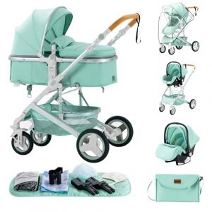 poussette 3 en 1，Combinaison pliable poussette 3 in 1，poussette bebe 0 a 3 ans Housse de pluie, sac Mommy, moustiquaire, accessoires de siège, adaptateur universel (ALYIKOU BRAND, neuf)