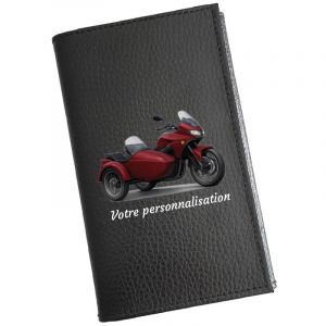 Syl'la &ndash; Etui Carte Grise Porte-papiers Voiture Cuir Noir pour Homme et Femme &ndash; Moto Side Car Personnalis&eacute; avec Pr&eacute;nom (sylla city, neuf)