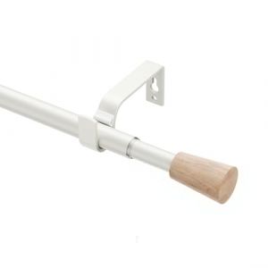 Tringle &agrave; rideaux extensible blanche 76-350 cm, diam&egrave;tre 16/19 mm avec kit de ferrures, pour rideaux &agrave; &oelig;illets, embout design unique, d&eacute;coration salon, chambre &agrave; coucher, &eacute;piss&eacute;e r&eacute;glable (qumei, neuf)