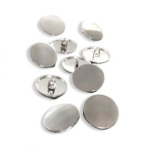 Lot de 10 boutons à œillets plats et lisses en métal argenté brillant 15 mm, 20 mm, 23 mm ou 25 mm (20 mm) (Hartmann Knöpfe, neuf)