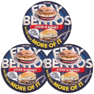 Lot de 3 paquets de tarte à la viande avec steak Bentos et rein 425 g (AJAT, neuf)