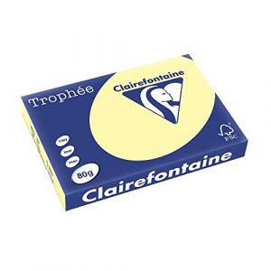 Clairefontaine Trophee Ramette de 500 feuilles papier couleur 80 g A3 Canari (rentreediscount, neuf)
