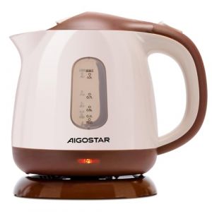 Aigostar Romeo - Bouilloire électrique petite capacite de 1 litre, Mini Bouilloire sans fil, 1100 W, Sans BPA, Résistance cachée, Niveau d'Eau Visible, Filtre Anti-Calcaire, Base 360°, Range câble (AIGOTECH, neuf)