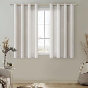 MRTREES Rideau Voilage Fenetre Lin Naturel Rideaux Salon Moderne 140x180 CM, Rideaux Voile Semi-Transparent Voilages Intérieurs à Oeillets pour Chambre Baie Vitrée, 2 Pièces (MRTREES HOME, neuf)