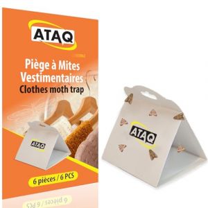 ATAQ – Pack de 6 pièges à Mites Vestimentaires – Piège Anti Mites Adhésif à Phéromones avec Colle Haute Performance - Contre l’infestation des Mites en Chambres, protège Les vêtements, Non Toxique (So Deal, neuf)
