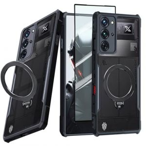 Guizzcg Coque pour ZTE Nubia Red Magic 10 Pro/10 Pro+ avec Anneau de Support, Pare-Chocs en TPU Souple + Dos en Acrylique de qualité Militaire, Protection Contre Les Chutes [1 Film trempé], Support (Guizzcg-fr, neuf)