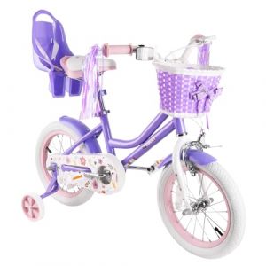RULLY Vélo 16" Daisy pour Fille 4-7 Ans – Vélo Enfant avec roulettes et Panier – Couleur Violet (Rully Bike, neuf)