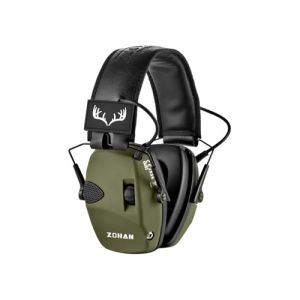 ZOHAN 054 Casque Anti Bruit de Tir Electronique avec 4 patch Protection auditive electronique Casque antibruit Reduction du bruit Amplification du son Casque antibruit pour la chasse Tir SNR 27dB Vert (Khanswell, neuf)