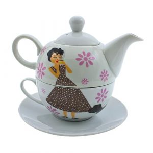 Th&eacute;i&egrave;re en porcelaine, th&eacute;i&egrave;re, ensemble Tea for one, th&eacute;i&egrave;re de service pour th&eacute;, th&eacute;i&egrave;re r&eacute;tro, service &agrave; th&eacute;, tasse &agrave; th&eacute; avec th&eacute;i&egrave;re, ensemble de th&eacute;i&egrave;res Femme avec tasse &agrave; th&eacute; en porcelaine en (Dekohelden24, neuf)