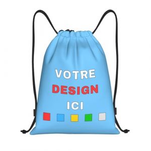 ROHBVMN Sac de sport personnalisable avec votre logo &ndash; sac a dos enfant,sac &agrave; dos personnalis&eacute;e,sport femme et homme,sac &agrave; dos voyage,gym bag,sac &agrave; cordon,parfait pour la piscine et le sport (Magasin sur Mesure 2025 Fr, neuf)