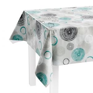 LILENO HOME Nappe en toile cir&eacute;e lavable au m&egrave;tre - 100 x 140 cm (bord coup&eacute;) - Motif tourbillon turquoise - Imperm&eacute;able - Id&eacute;al comme nappe ou chemin de table pour tente &agrave; bi&egrave;re (Discount-Deal24, neuf)