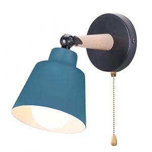 iDEGU Applique Murale Rétro Vintage E27 Luminaire Plafonnier Industriel en Bois et Métal Réglable Lampe Murale Interieur avec Interrupteur Applique Moderne pour Chambre Couloir Salon (Bleu Oxford) (IDEGU, neuf)