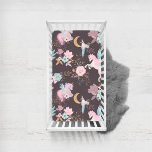 Odot Drap Housse Lit Bebe avec Motif Licorne Rose, Housses en Microfibre, Extensible Doux Respirant Prot&egrave;ge Matelas Filles Compatible pour Berceau, Couffin et Nacelle (Couleur H,70x140cm) (Odot, neuf)