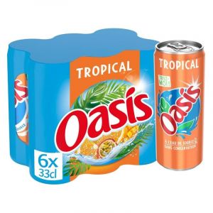 OASIS Tropical Boite Slim 33 cl x 6 - Boisson Fruitée Rafraîchissante en Canette de 330 ml Idéale pour l'Été et les Sorties en Plein Air - Pack de 6 Canettes Pratiques et Légères. - L'Unité (Franc shopping, neuf)