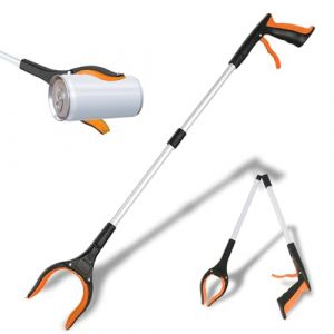 dellyy Pince de Ramassage, Pince Ramasse Objet, Pince a Dechet, Ramasseur de Détritus, Pince de Préhension Pliable, Pince Telescopique 83cm, Pince pour Ramasser sans Se Baisser (Couleur Orange) (QINH, neuf)