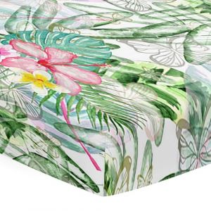 Odot Drap Housse pour Lit Bébé à Motif Plantes Nordiques, Drap Housses Enfant en Microfibre Doux Respirant, Protège Matelas Compatible pour Berceau, Couffin et Nacelle (Papillon,80x160cm) (Odot, neuf)