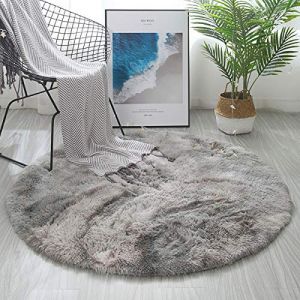 Tinyboy-hbq Tapis Rond Salon Tapis Chambre Rond Moderne Design Shaggy Poils Longs Interieur D&eacute;cor Ultra Doux De Peluche De Pi&egrave;ce De Maison De P&eacute;pini&egrave;re(Gris Blanc❍ 140cm) (kinganda-EU, neuf)