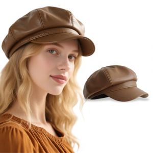 OIXEYA Casquette Gavroche Femme, Femmes Newsboy B&eacute;ret, B&eacute;ret Chapeaux PU Cuir, Fran&ccedil;ais B&eacute;ret Casquette, pour Femmes Filles (DINODANUBE TRADING, neuf)
