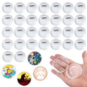 30 Pièces Faire Ses Badges Personnalisés 60mm, Badges Personnalisable avec Épingle, Rond Badges Transparents en Acrylique, Badge Personnalisé pour DIY Porte-Nom Vêtements Photo Badge (XJRMY, neuf)