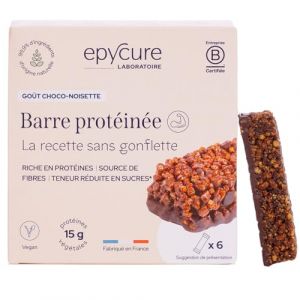 EPYCURE - Barre Protéinée Végétale Choco-Noisette - 15g de Protéines, Faible en Sucres, Riche en Fibres - 99,9% Naturelle - Thé Vert & Soja - Vegan - 6 Barres - Fabriquée en France (Epycure, neuf)