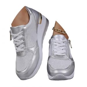 ticticlily Basket Compensee Femme Chaussures de Marche Sneakers Confortable Respirant Casual Running Fitness Gymnastique A Argent&eacute; 40 EU (Ticticlily, neuf)