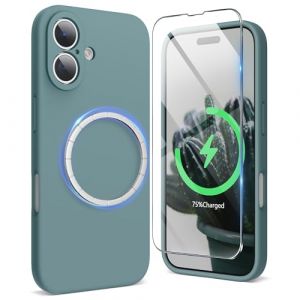 SURPHY Coque Magnetique pour iPhone 16 Plus, Coque Silicone Liquide de Protection Complète de l'Objectif de Caméra pour iPhone 16 Plus 6,7 Pouces, Vert Cactus (SURPHY-FR, neuf)