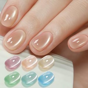 BURANO Kit de vernis &agrave; ongles UV magn&eacute;tique 9D Cat Eye 6 couleurs avec stylos magn&eacute;tiques Holorgraphic Translucent Cateye UV Gel Nail Polish kit02 (BURANO Direct, neuf)