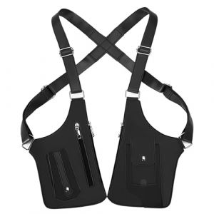Sac Bandouli&egrave;re Double Homme, Sac De Harnais D'&eacute;paule, Sac De Poitrine Antivol En Cuir, Bandouli&egrave;re Double Sous Le Bras Avec Poches Multiples Anti Vol Imperm&eacute;able (Kaxindi, neuf)