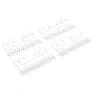 Lames de Rechange Professionnelles 18 Dents pour Tondeuse à Cheveux - Lame Couteau Mobile en Céramique Zircone - Compatible avec Oster A5 Fast Feed - Idéal pour Toilettage Canin et Animal (Blanc, 4) (ZEROKIWI FR, neuf)