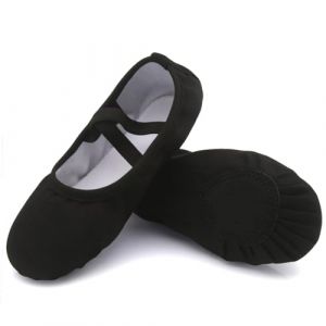 Uniuni Chausson Danse Classique Fille Toile Demi Pointe Canvas Chaussons Ballet Femme Pantoufle de Ballet Gymnastique Yoga Chaussure Noir 31 (agogo, neuf)