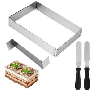 Cadre Patisserie Rectangulaire, Extensible Moule Rectangulaire Patisserie,Moule &agrave; G&acirc;teau Avec 2 spatules,Pour la fabrication de g&acirc;teaux &agrave; biscuits, g&acirc;teaux &agrave; mousse (STORE FABIO GIACOMO S.R.L., neuf)