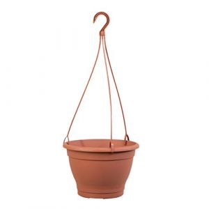 greemotion Panier à Fleurs Suspendu Lea, Pot de Fleurs à Suspendre en Plastique, Ø env. 25 cm, Hauteur env. 16,7 cm, Capacité env. 5,1 L, Terre Cuite (ReWu, neuf)