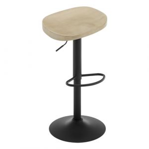 WOLTU Tabouret Bar, Chaise de Bar, en Bois, Cadre en M&eacute;tal, R&eacute;glable en Hauteur, Pivotant &agrave; 360&deg;, avec Repose-Pieds, Industriel, Ch&ecirc;ne Clair, BH413hei-1 (WOLTU GmbH, neuf)