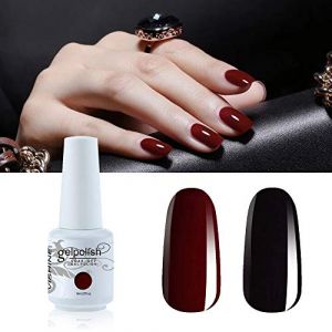 Vishine Lot de 2 Couleurs Rouge Bordeaux & Noir Vernis Gel Semi Permanent Soak Off UV LED vernis &agrave; ongles Nail Art Manucure 8ml (ChicChicYou, neuf)