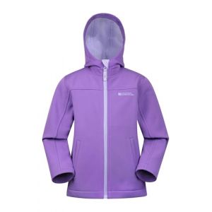 Mountain Warehouse Veste Enfant Exodus Softshell - Coupe-Vent, Imperméable Fille Et Garçon, Veste Polaire Unisexe, Veste À Capuche Conçue Pour Sport Et Voyage Violet Lumineux 11-12 ANS (Mountain Warehouse, neuf)